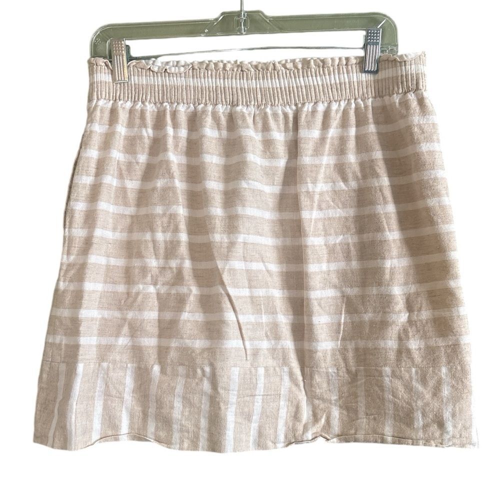 J. Crew Striped Linen-cotton Sidewalk Mini Skirt Sz 8 Summer Coastal